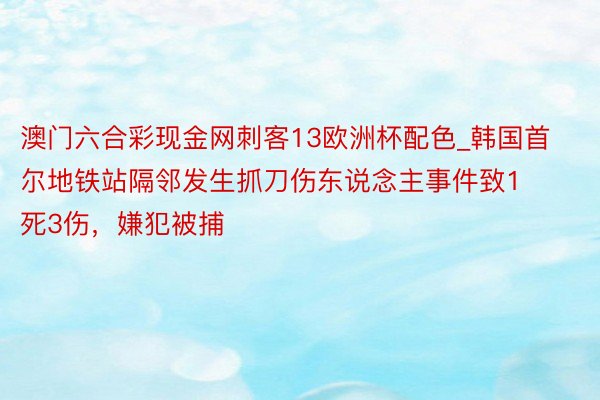 澳门六合彩现金网刺客13欧洲杯配色_韩国首尔地铁站隔邻发生抓刀伤东说念主事件致1死3伤，嫌犯被捕