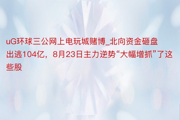 uG环球三公网上电玩城赌博_北向资金砸盘出逃104亿，8月23日主力逆势“大幅增抓”了这些股