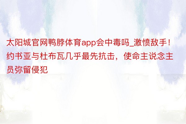 太阳城官网鸭脖体育app会中毒吗_激愤敌手！约书亚与杜布瓦几乎最先抗击，使命主说念主员弥留侵犯