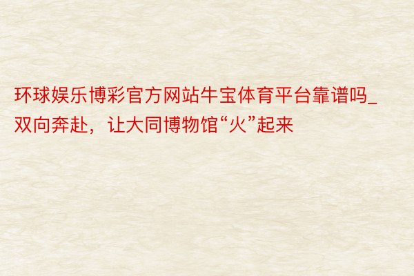 环球娱乐博彩官方网站牛宝体育平台靠谱吗_双向奔赴，让大同博物馆“火”起来