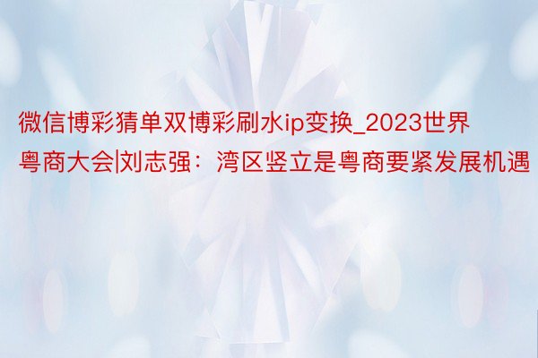 微信博彩猜单双博彩刷水ip变换_2023世界粤商大会|刘志强：湾区竖立是粤商要紧发展机遇